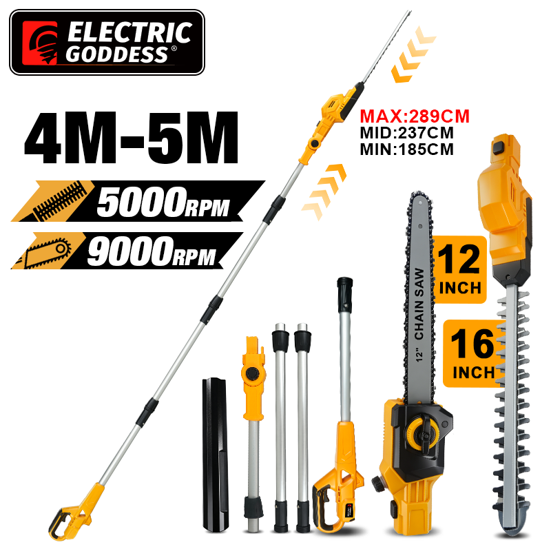 Gardening Tools Battery Powered - Tagliasiepi Elettrico 2-in-1 per Rami Alti,