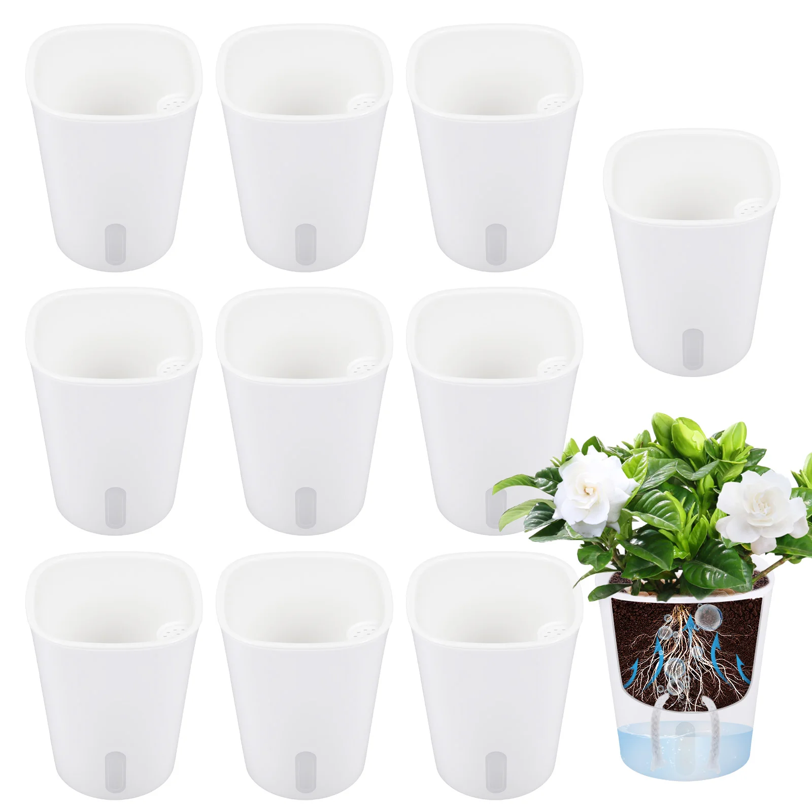 Self-Watering Planter - Set di 10 Vasi Autoirriganti, Fioriere