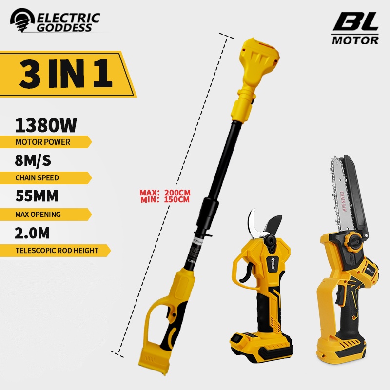 Essential Gardening Tools - Brushless 6 Pollici Motosega Elettrica Telescopica