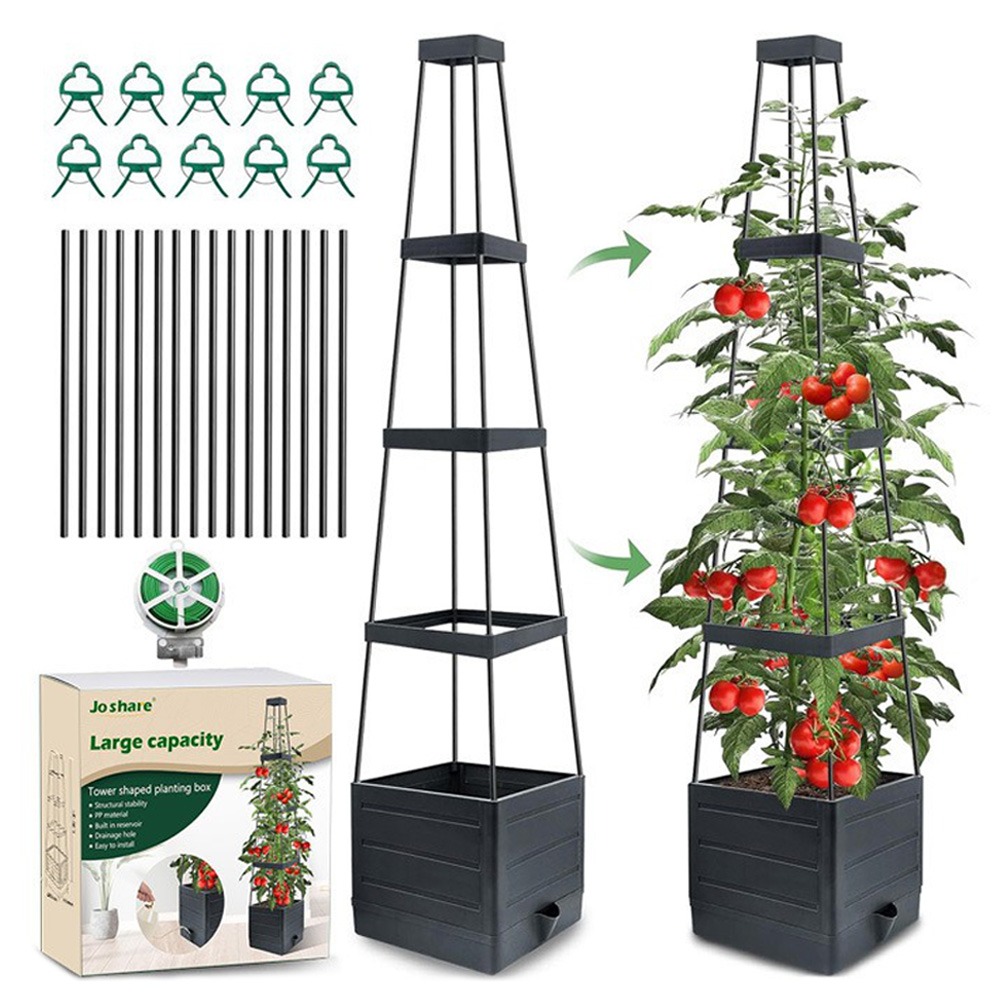 Self-Watering Planter - Fioriera rialzata con traliccio per pomodori,